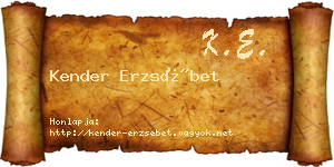 Kender Erzsébet névjegykártya